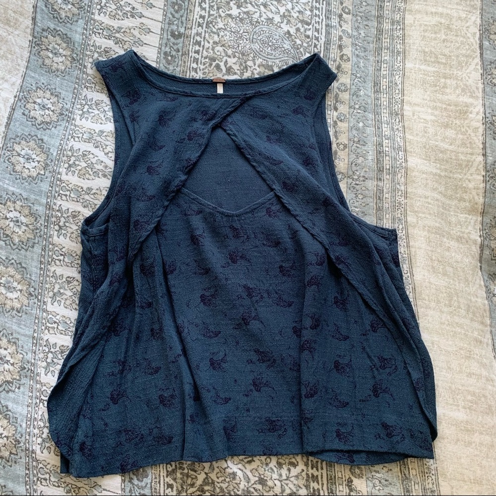 Free People Floral Cutout Tank